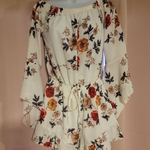 White floral jumpsuit